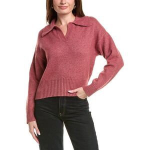 Color Block Womens  Wool-Blend Polo Sweater, Red